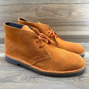 Clarks Bushacre II Burnt Orange Suede Mens 10 Chukka Ankle Lace Up